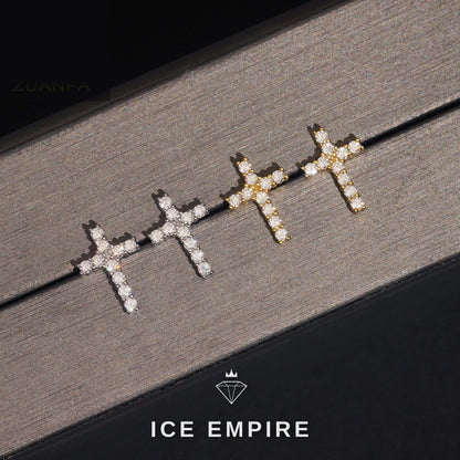 Iced Out Cross 925 Silver Moissanite Earrings