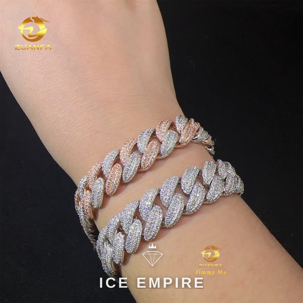 Iced Out 925 Silver Moissanite Cuban Chain