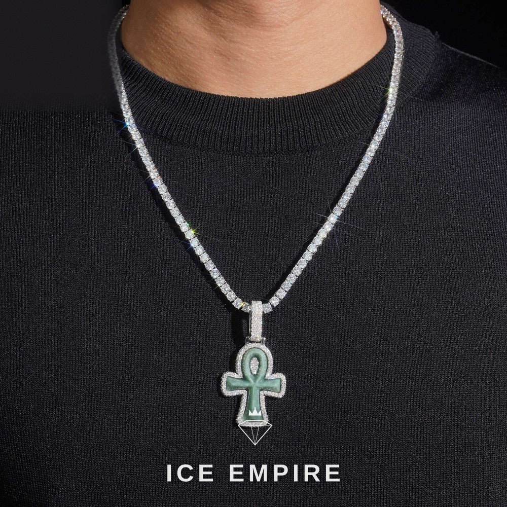 Iced Out Cross Rose Gold Plated Moissanite Pendant