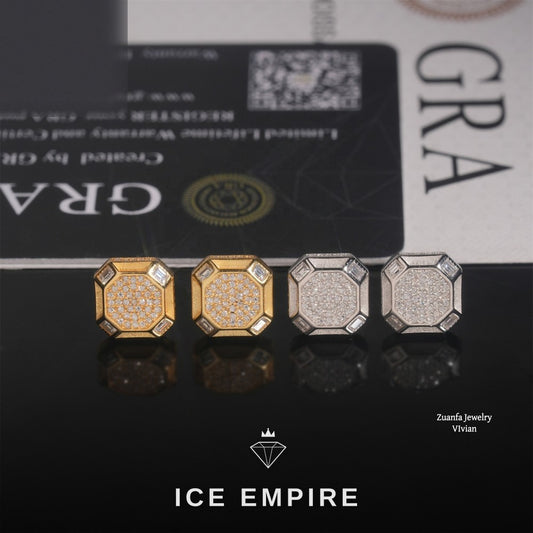 Iced Out Gold Plated Moissanite Stud Earrings