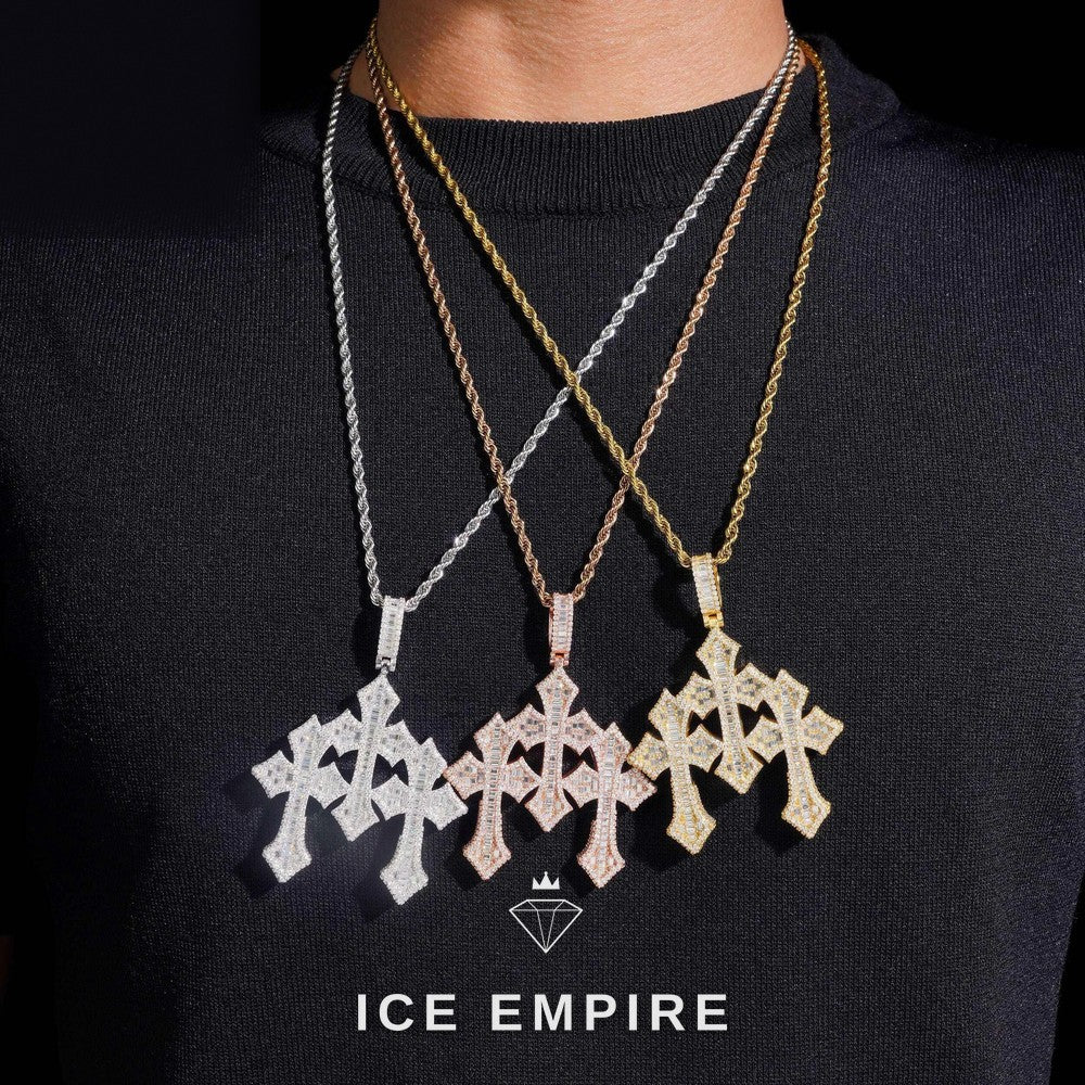 Iced Out Baguette 925 Silver Moissanite Pendant