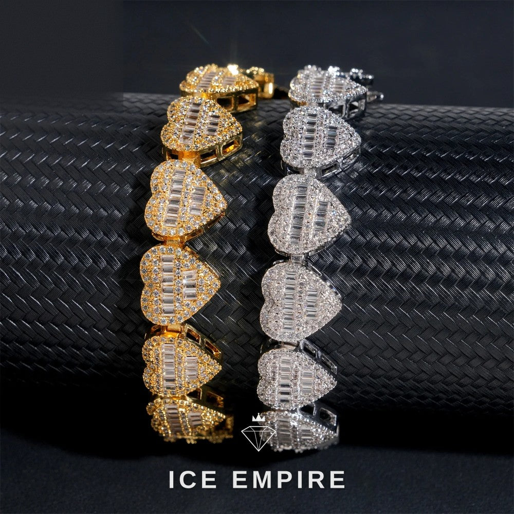 Iced Out Baguette Rose Gold Plated Moissanite Cuban Chain