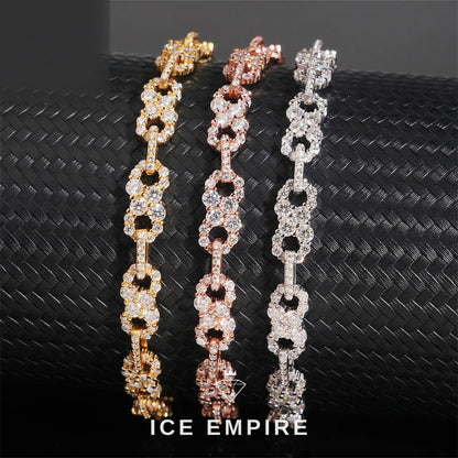 Iced Out Cluster Rose Gold Plated Moissanite Cuban Chain