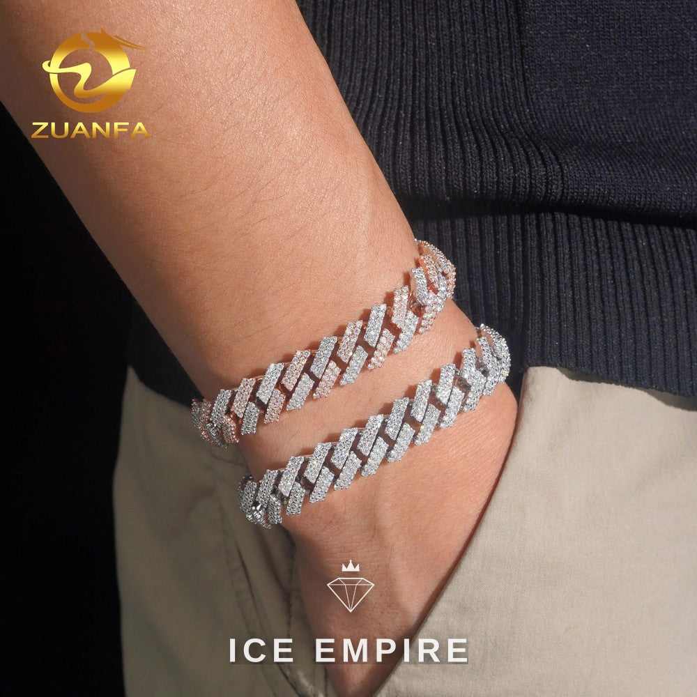 Iced Out 925 Silver Moissanite Cuban Chain