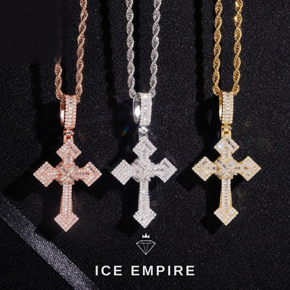 Iced Out Cross 925 Silver Moissanite Pendant