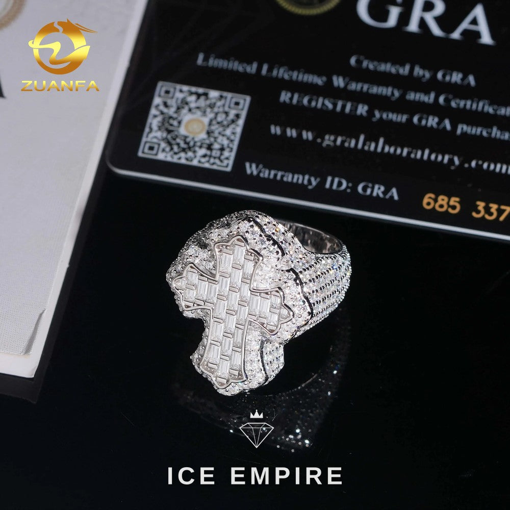 Iced Out Baguette Gold Plated Moissanite Ring