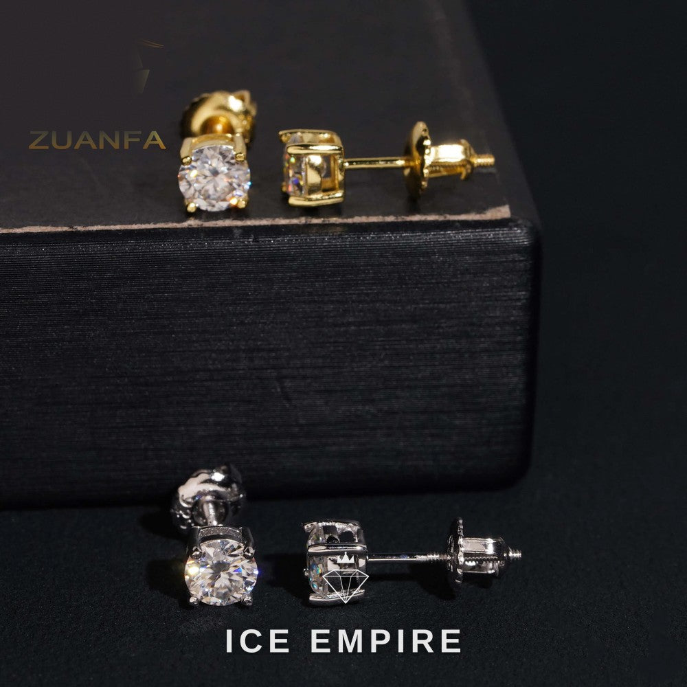 Iced Out 925 Silver Moissanite Stud Earrings