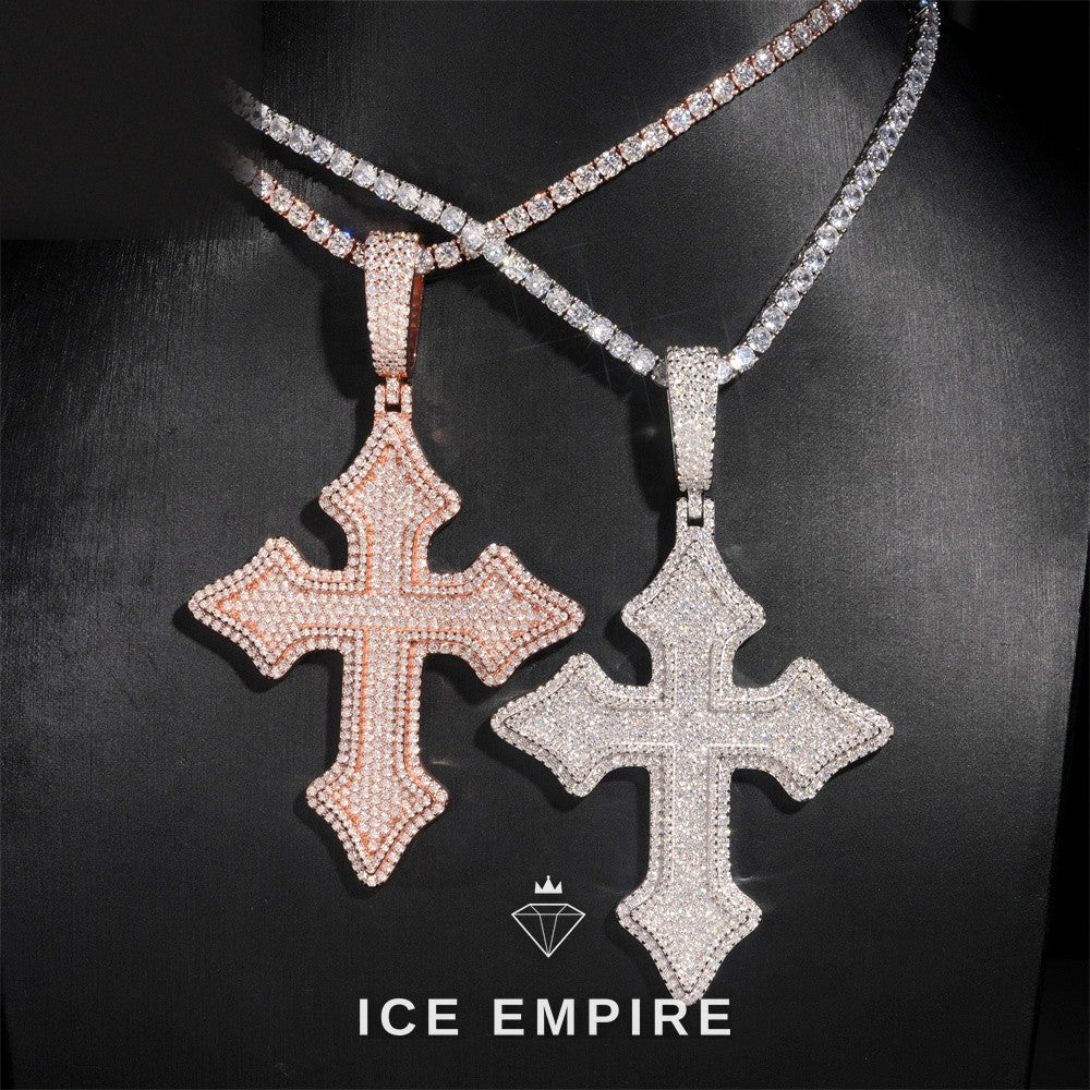 Iced Out Cross Rose Gold Pendant