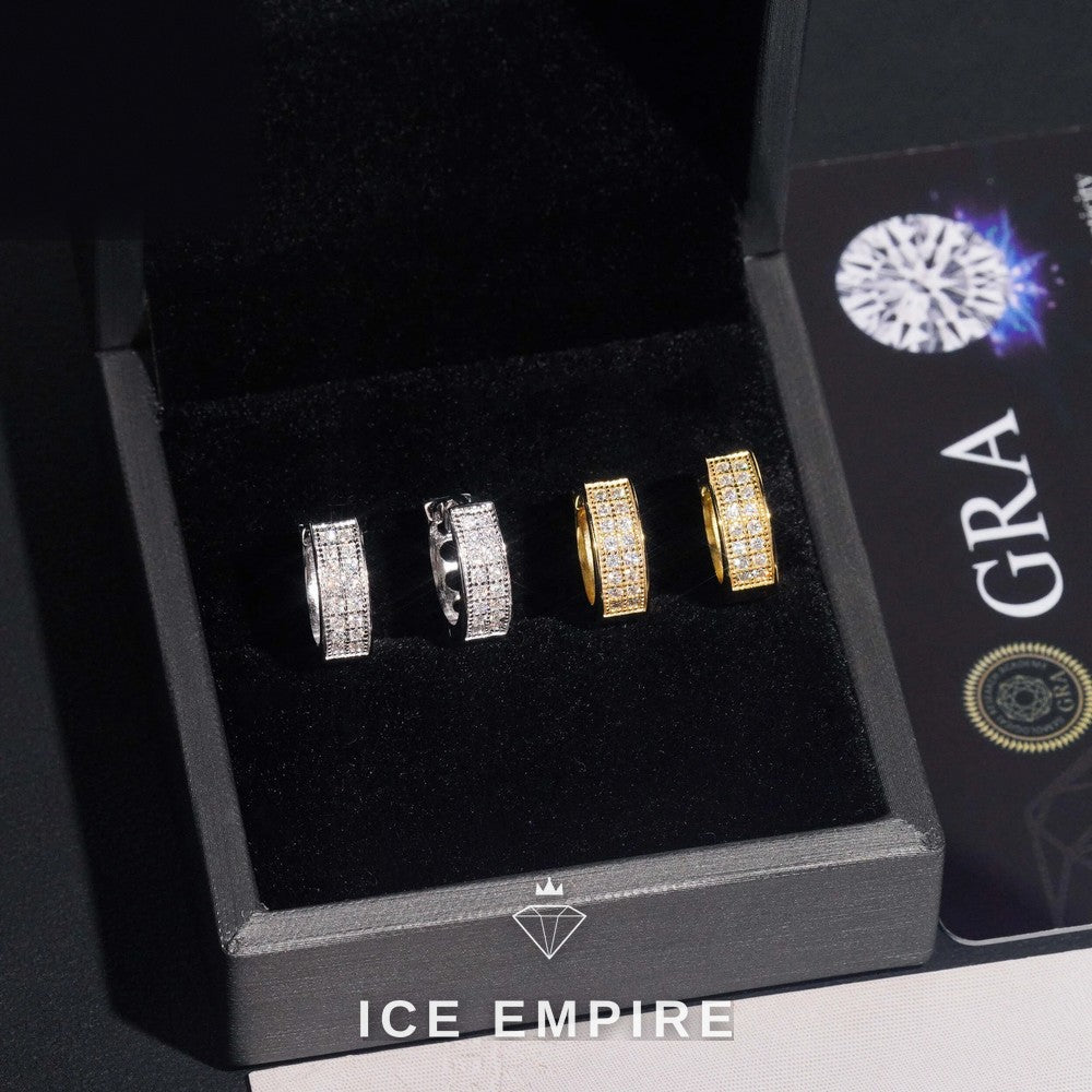Iced Out Gold Plated Moissanite Hoop Earrings