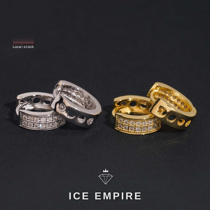 Iced Out Gold Plated Moissanite Hoop Earrings