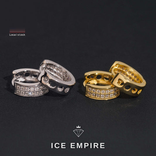 Iced Out Gold Plated Moissanite Hoop Earrings