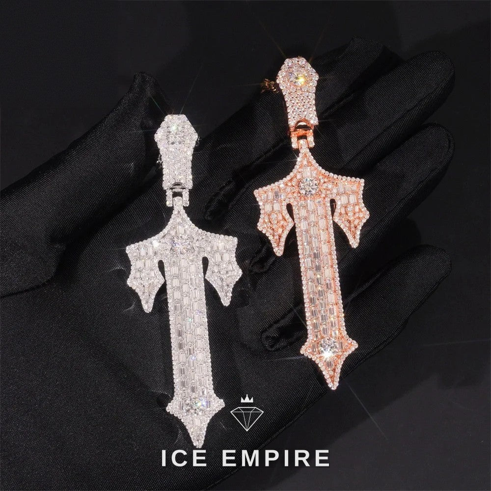 Iced Out Baguette 925 Silver Pendant