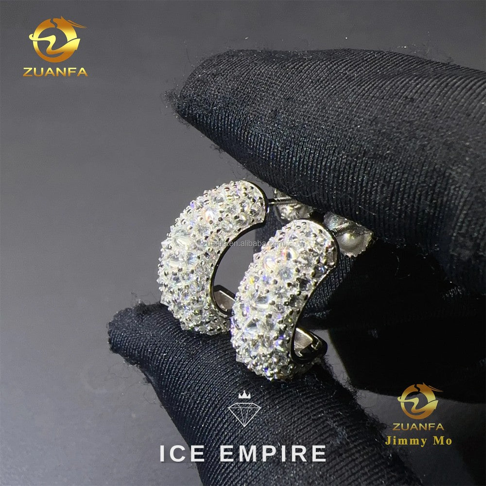 Iced Out 925 Silver Moissanite Earrings
