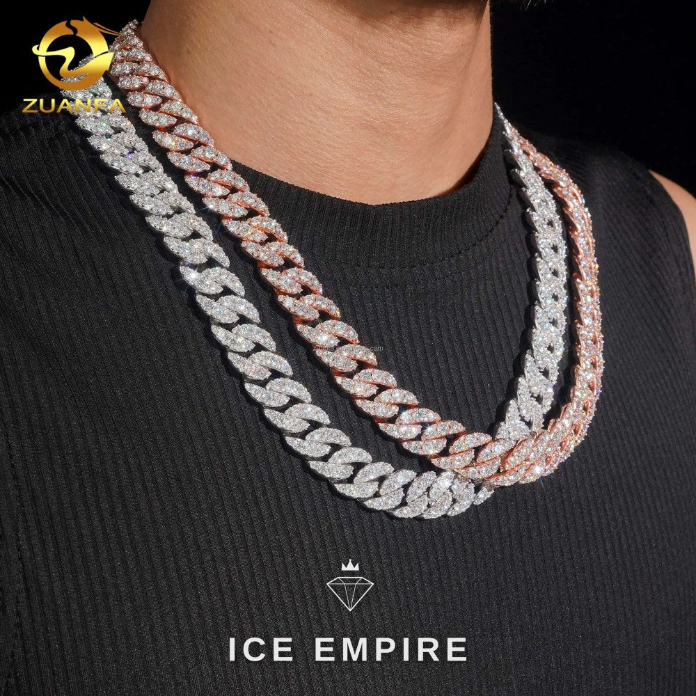 Iced Out Rose Gold Moissanite Cuban Chain