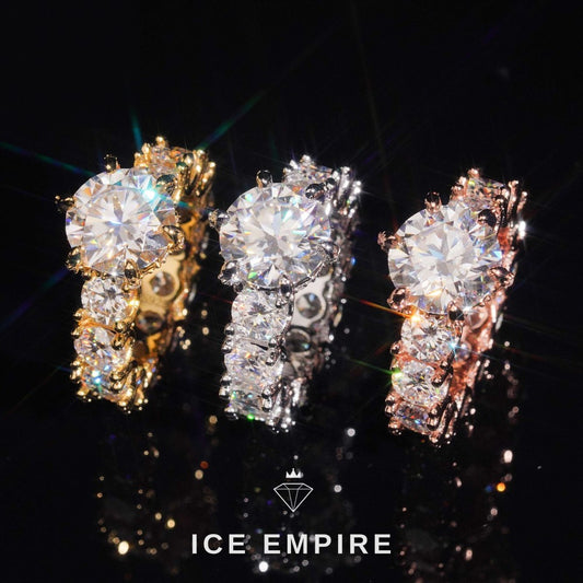 Iced Out Rose Gold Plated Moissanite Engagement Ring