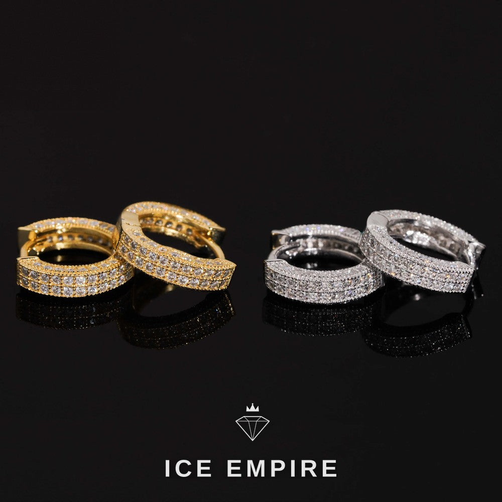 Iced Out 925 Silver Moissanite Hoop Earrings