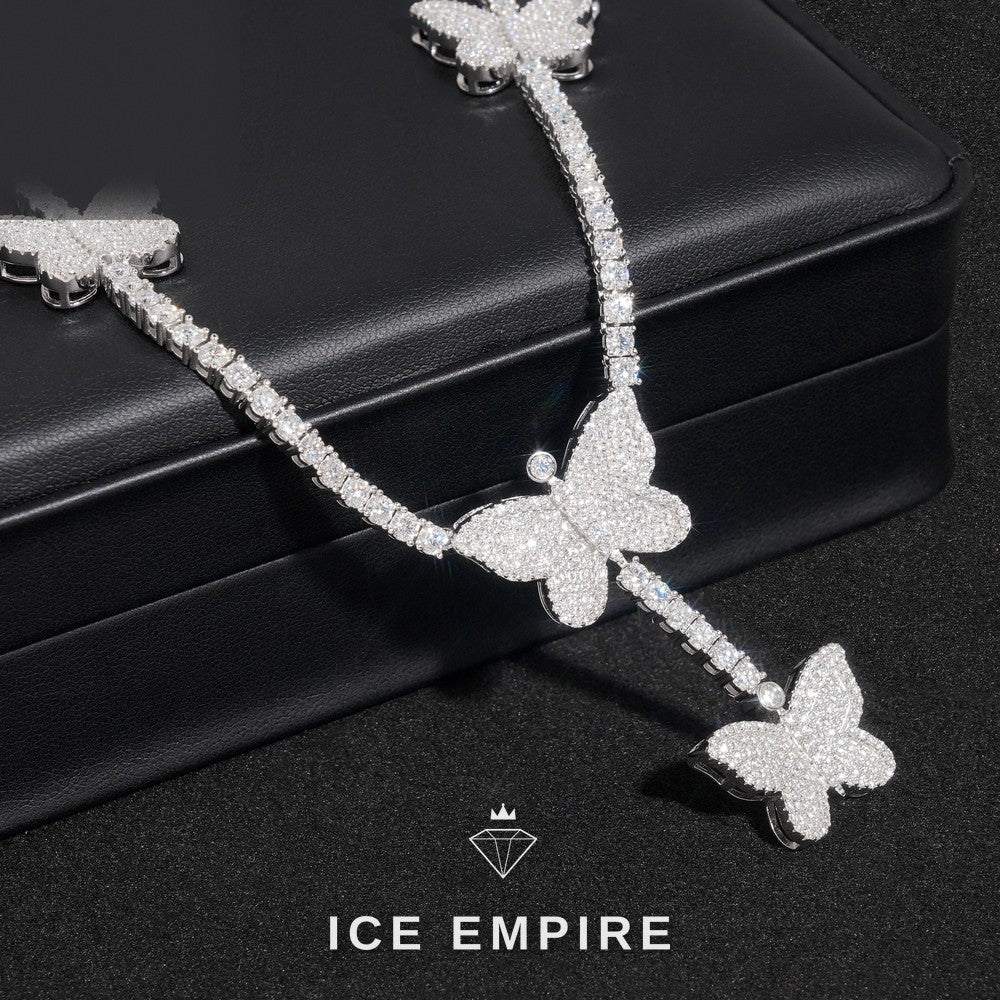 Iced Out Heart Rose Gold Plated Moissanite Cuban Chain
