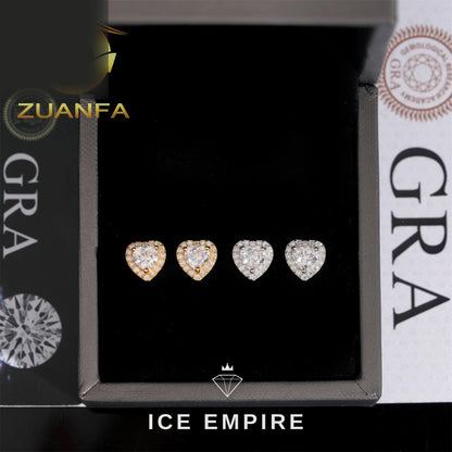 Iced Out Heart Rose Gold Plated Moissanite Earrings