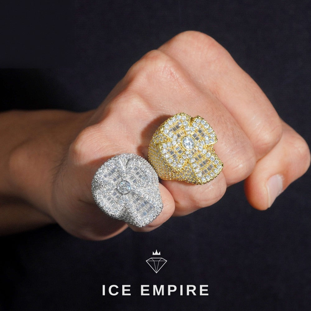 Iced Out Cross 925 Silver Moissanite Ring