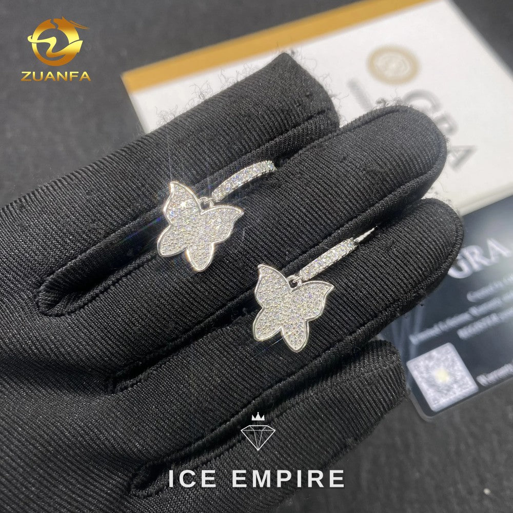 Iced Out 925 Silver Moissanite Hoop Earrings