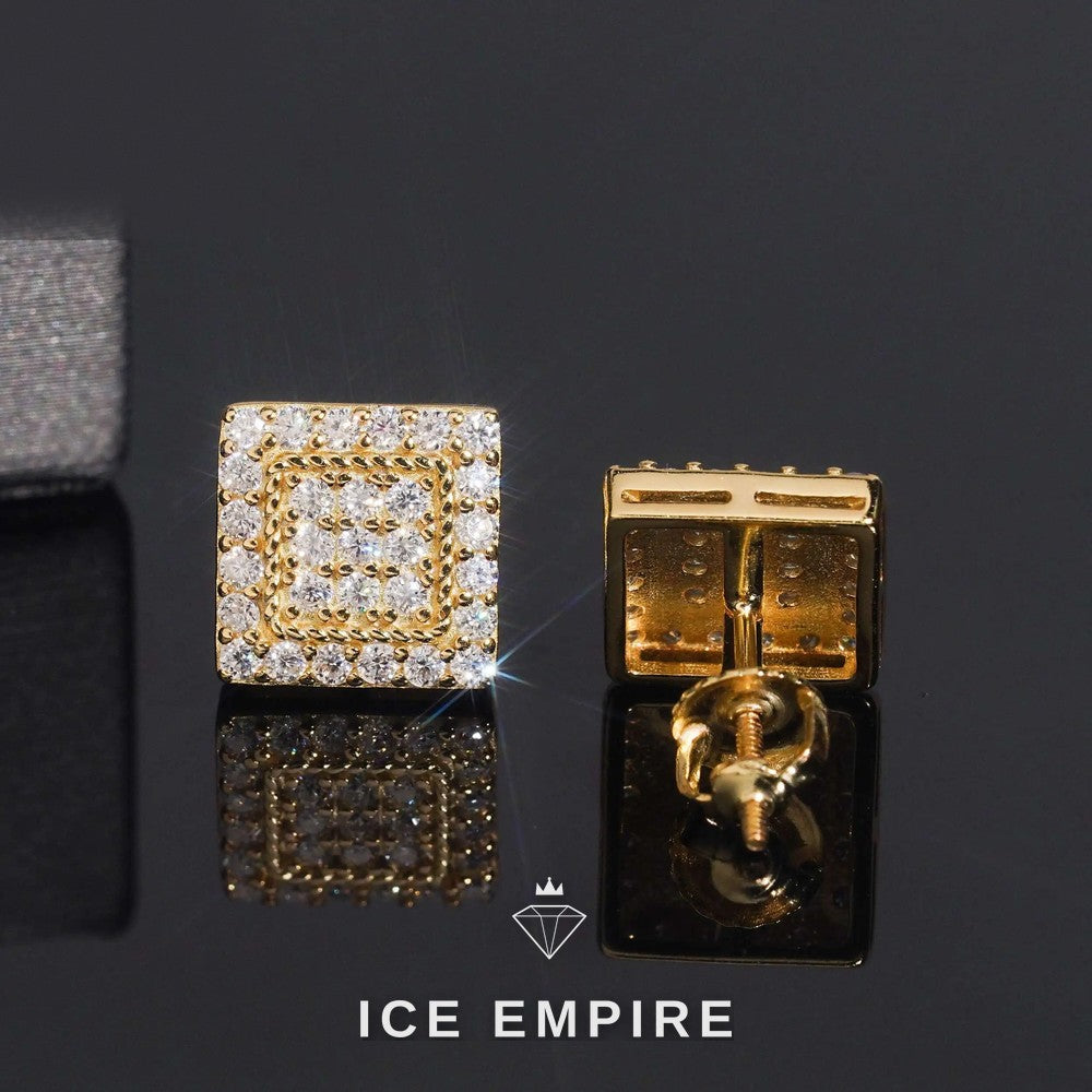 Iced Out 925 Silver Moissanite Stud Earrings