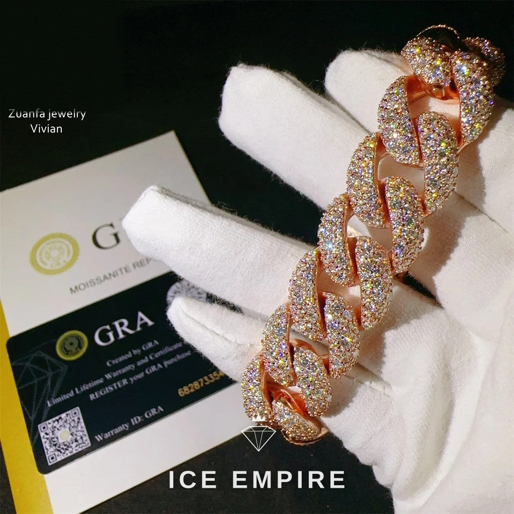 Iced Out 925 Silver Moissanite Cuban Chain