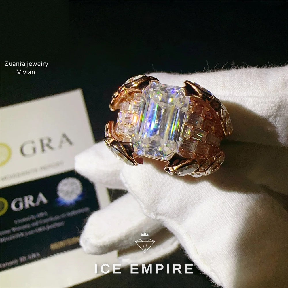 Iced Out 925 Silver Moissanite Ring