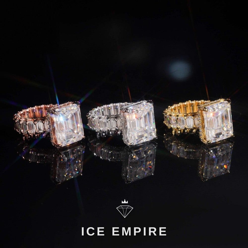 Iced Out Rose Gold Plated Moissanite Engagement Ring