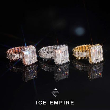 Iced Out Rose Gold Plated Moissanite Engagement Ring