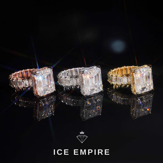 Iced Out Rose Gold Plated Moissanite Engagement Ring