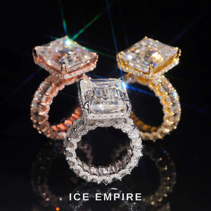 Iced Out Rose Gold Plated Moissanite Engagement Ring