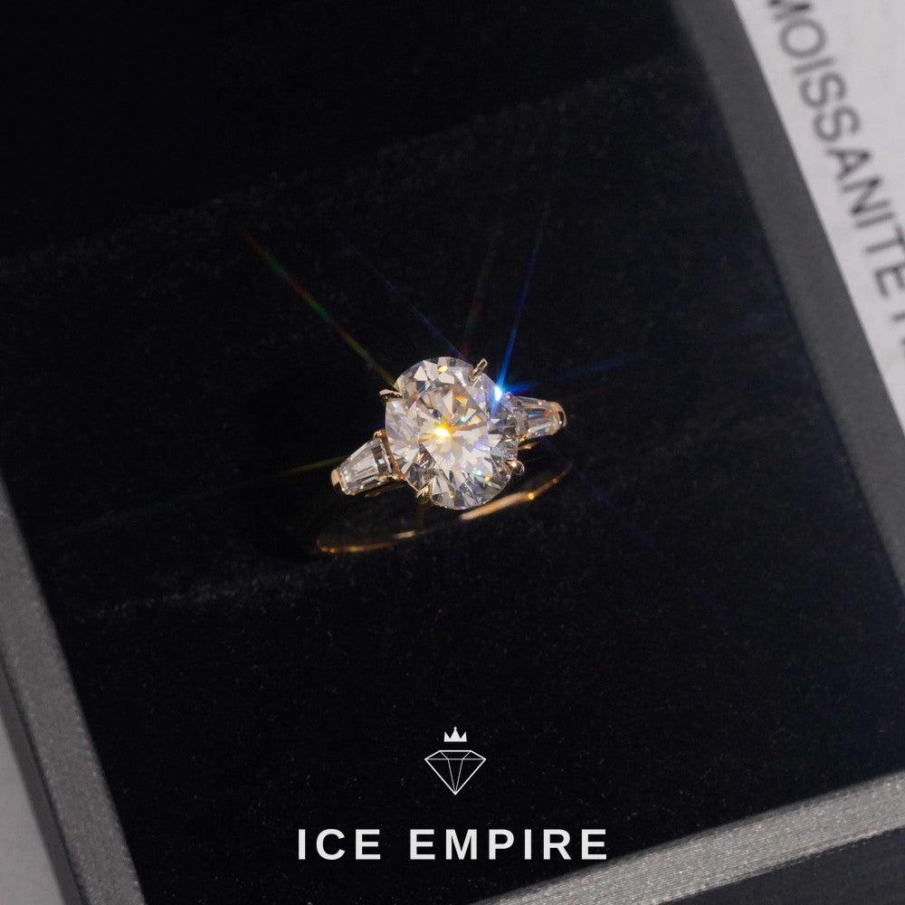 Iced Out 14K Gold Moissanite Engagement Ring