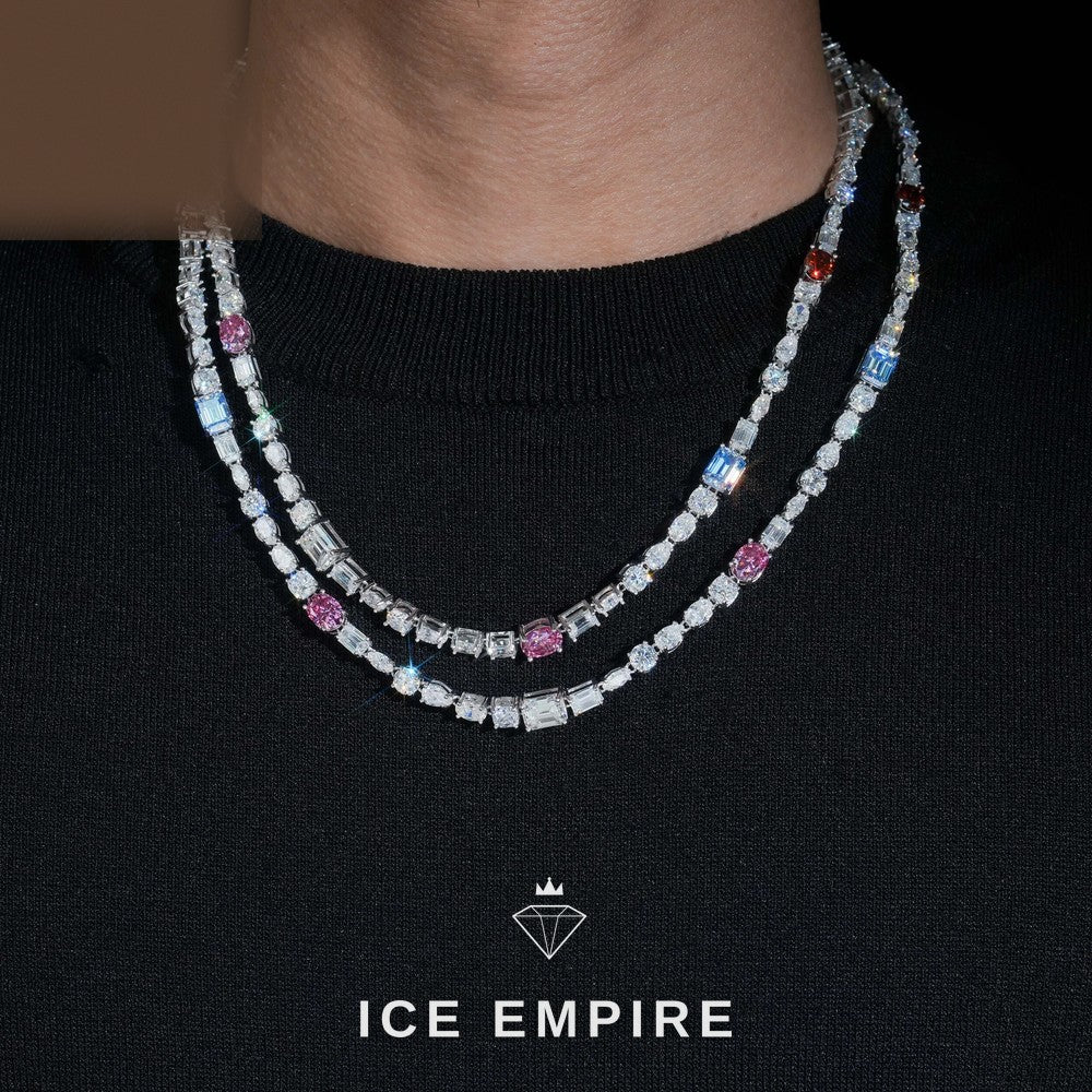 Iced Out Baguette Rose Gold Plated Moissanite Cuban Chain