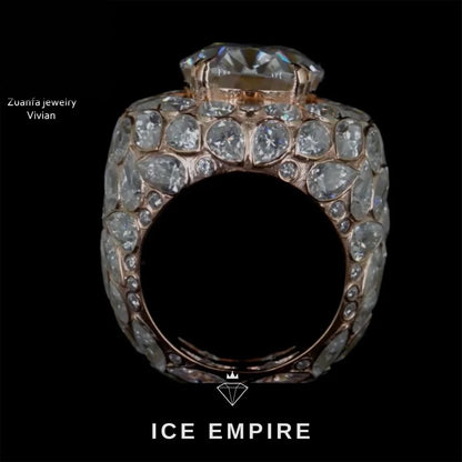 Iced Out 925 Silver Moissanite Ring