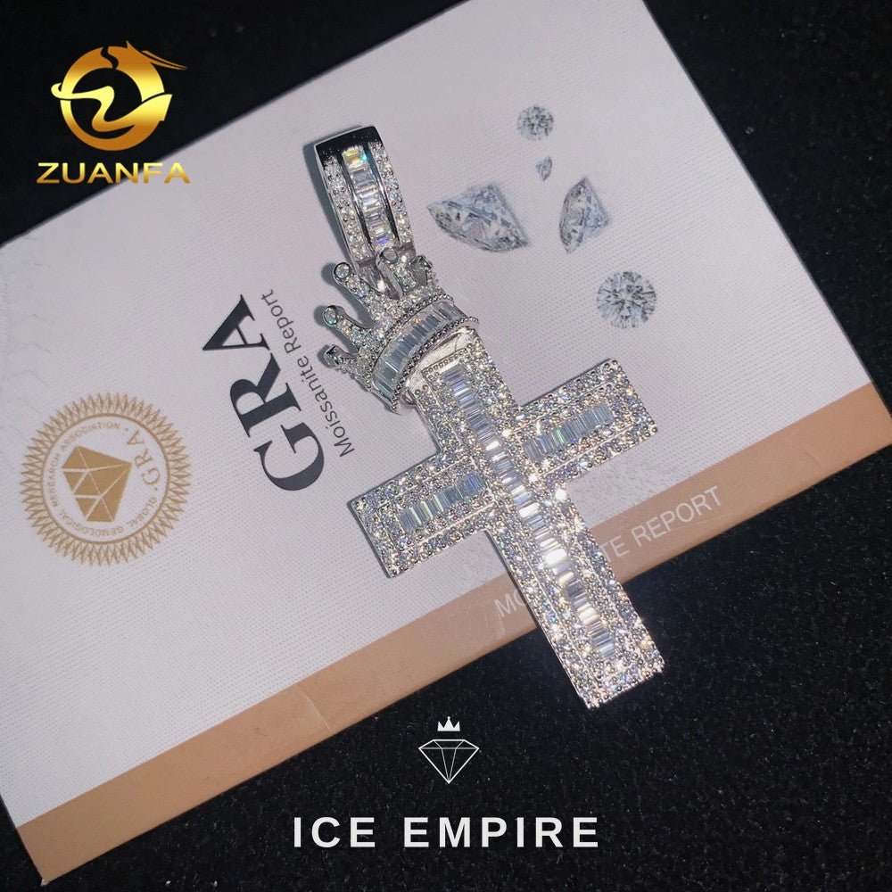 Iced Out Baguette 925 Silver Moissanite Pendant