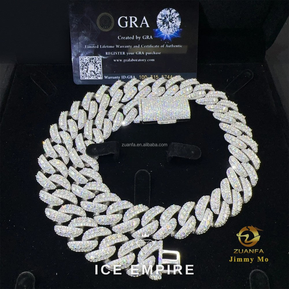 Iced Out 925 Silver Moissanite Cuban Chain