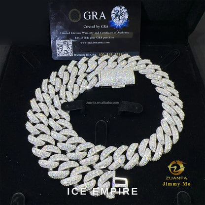 Iced Out 925 Silver Moissanite Cuban Chain