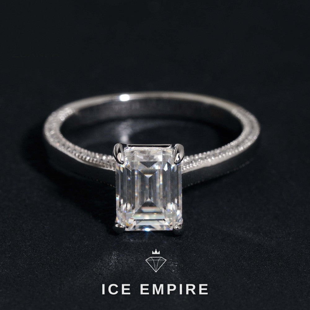 Iced Out 925 Silver Moissanite Wedding Band