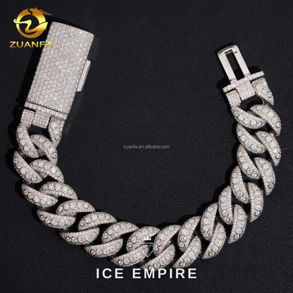 Iced Out 925 Silver Moissanite Cuban Chain