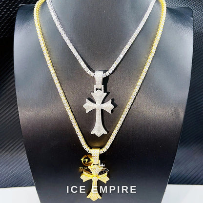 Iced Out Cross Rose Gold Plated Moissanite Pendant