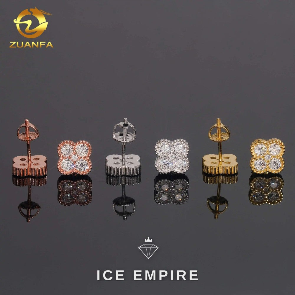Iced Out 925 Silver Moissanite Stud Earrings