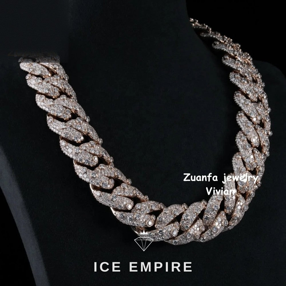 Iced Out Rose Gold Plated Moissanite Cuban Chain