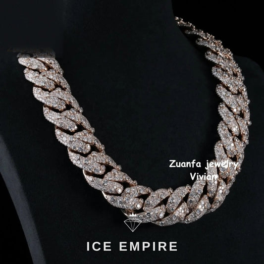 Iced Out Rose Gold Plated Moissanite Cuban Chain