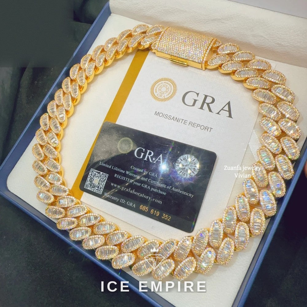 Iced Out Rose Gold Plated Moissanite Cuban Chain