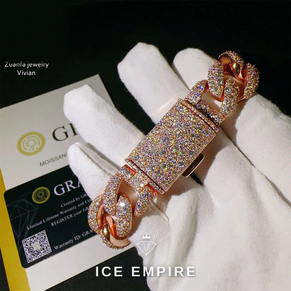 Iced Out 925 Silver Moissanite Cuban Chain
