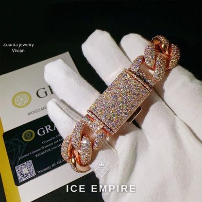 Iced Out 925 Silver Moissanite Cuban Chain