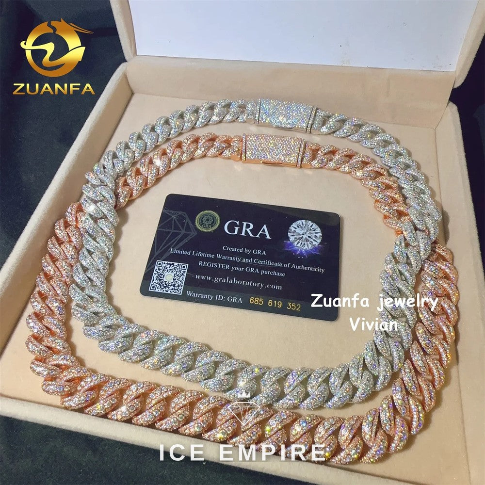 Iced Out Rose Gold Plated Moissanite Cuban Chain