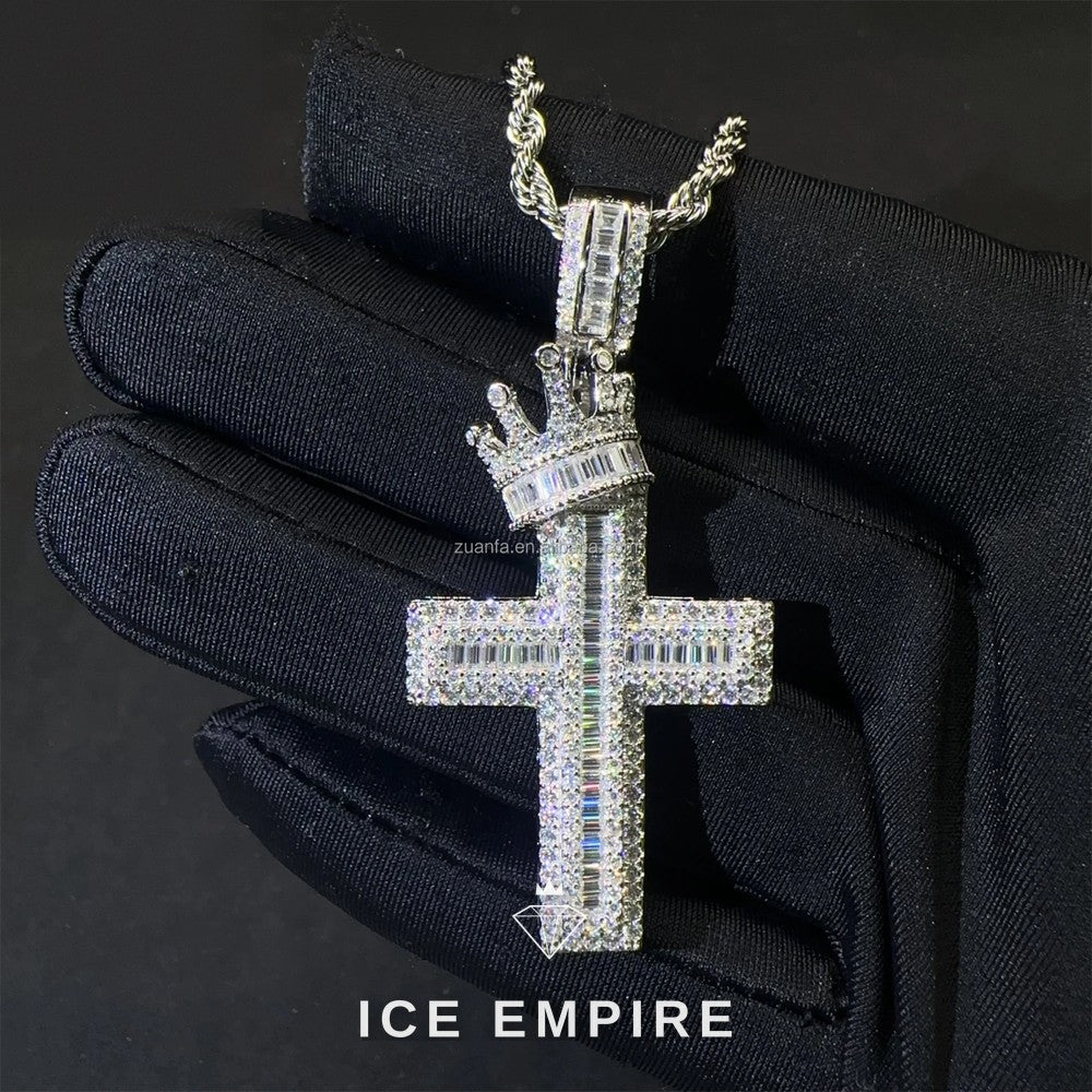 Iced Out Baguette Rose Gold Plated Moissanite Pendant