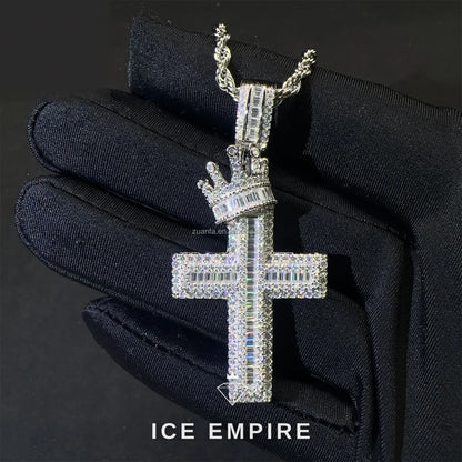 Iced Out Baguette Rose Gold Plated Moissanite Pendant