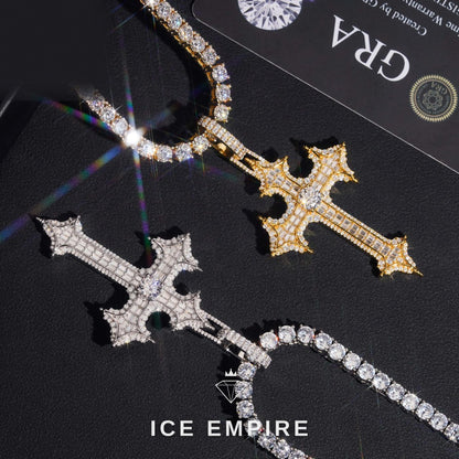 Iced Out Baguette 925 Silver Pendant
